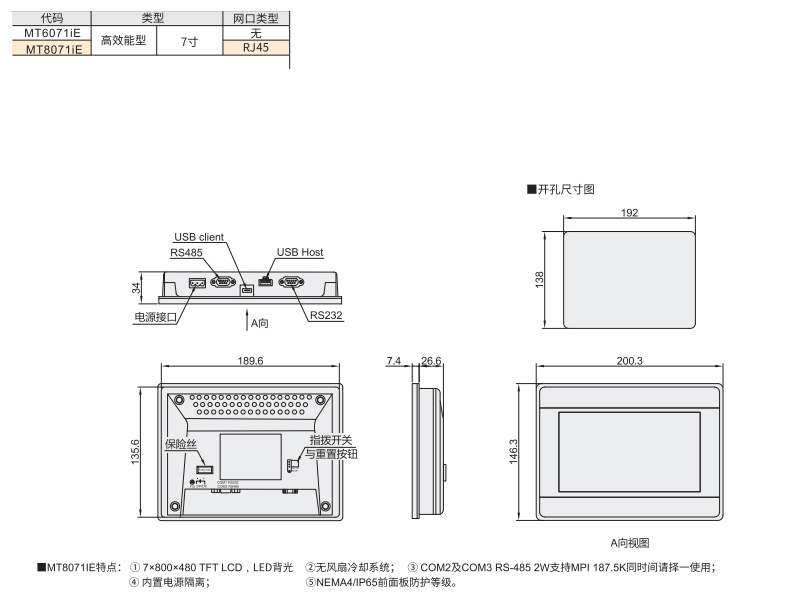 精巧型MT系列（IP) 7寸材质图