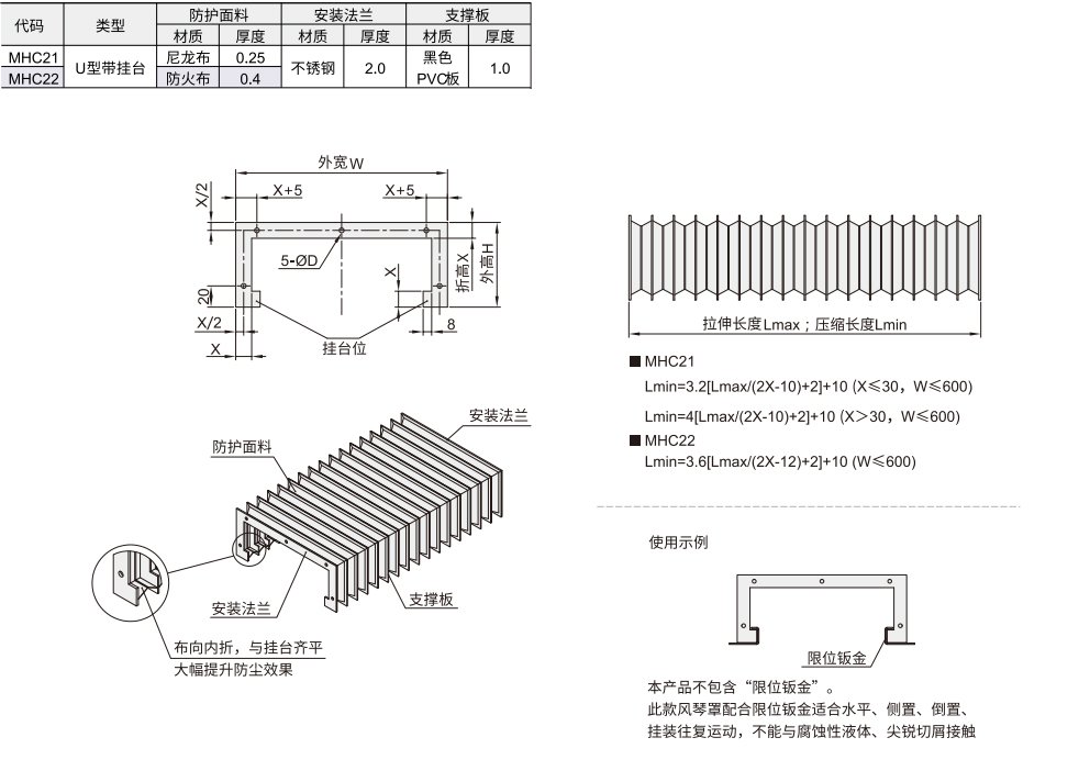 风琴罩 U型带挂台材质图