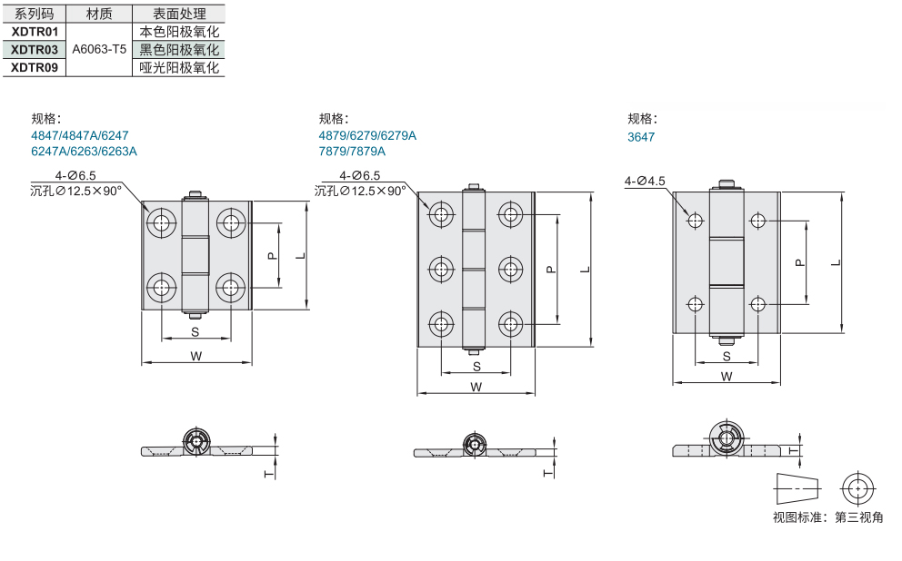 型材通用配件 铝合金合页 锥孔型材质图