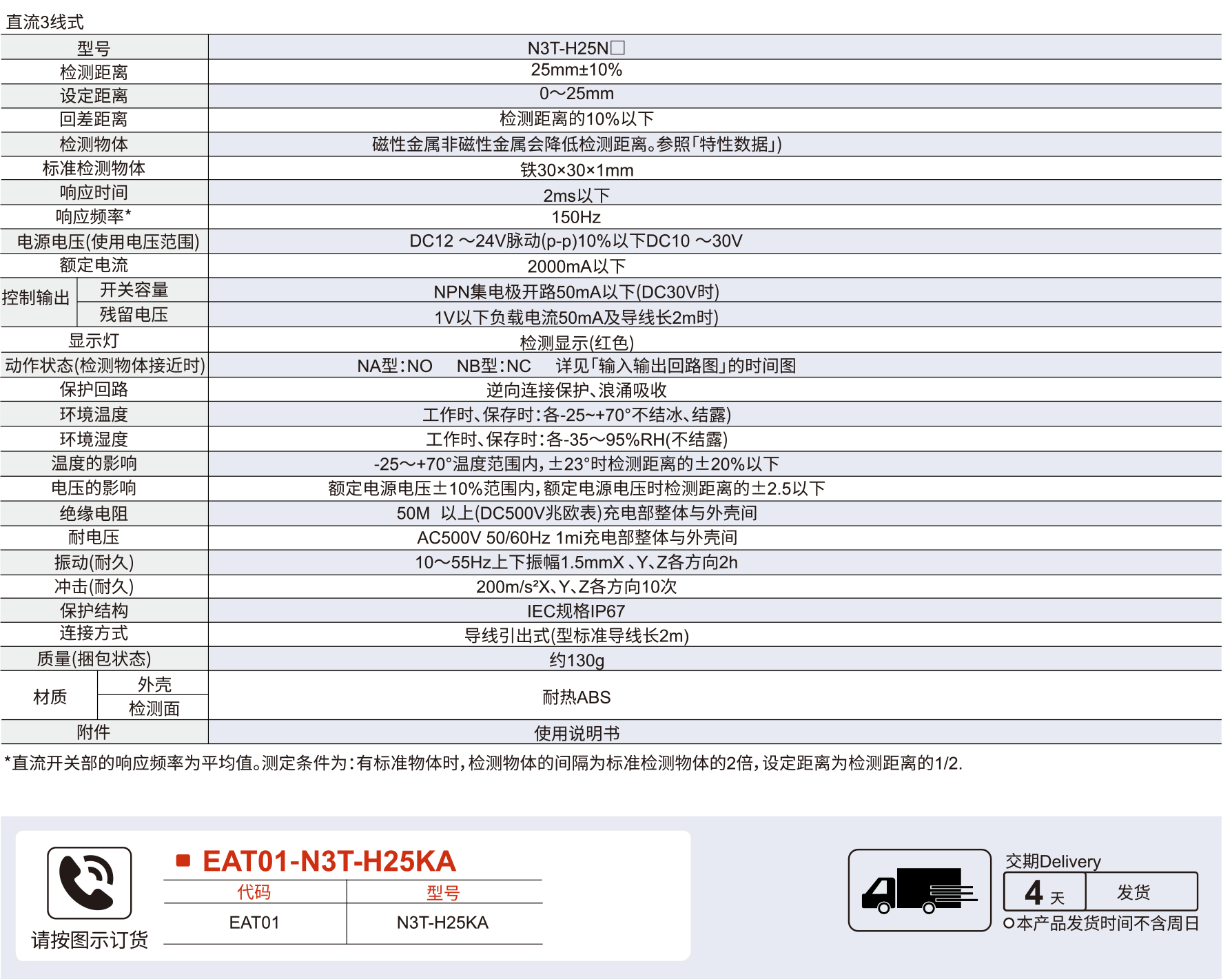 电感式接近开关 N3T系列大方形接近开关参数图1
