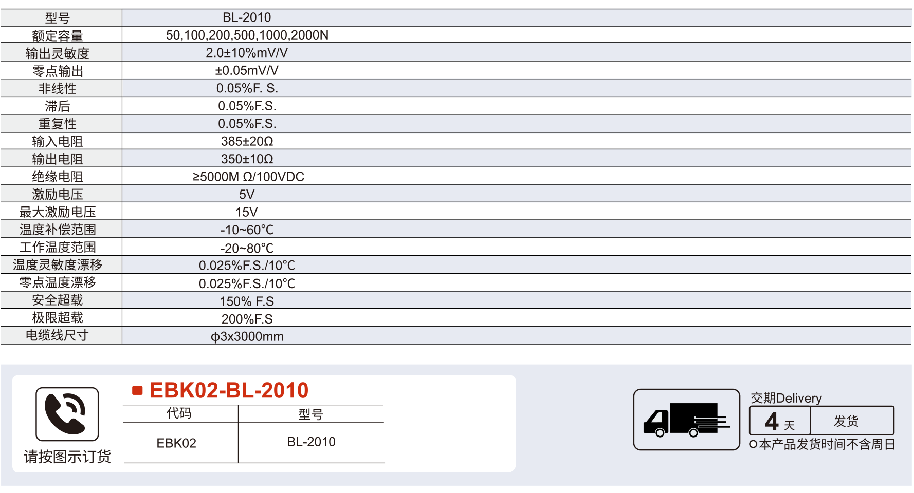 压力传感器 BL-2010系列拉压双向式参数图1