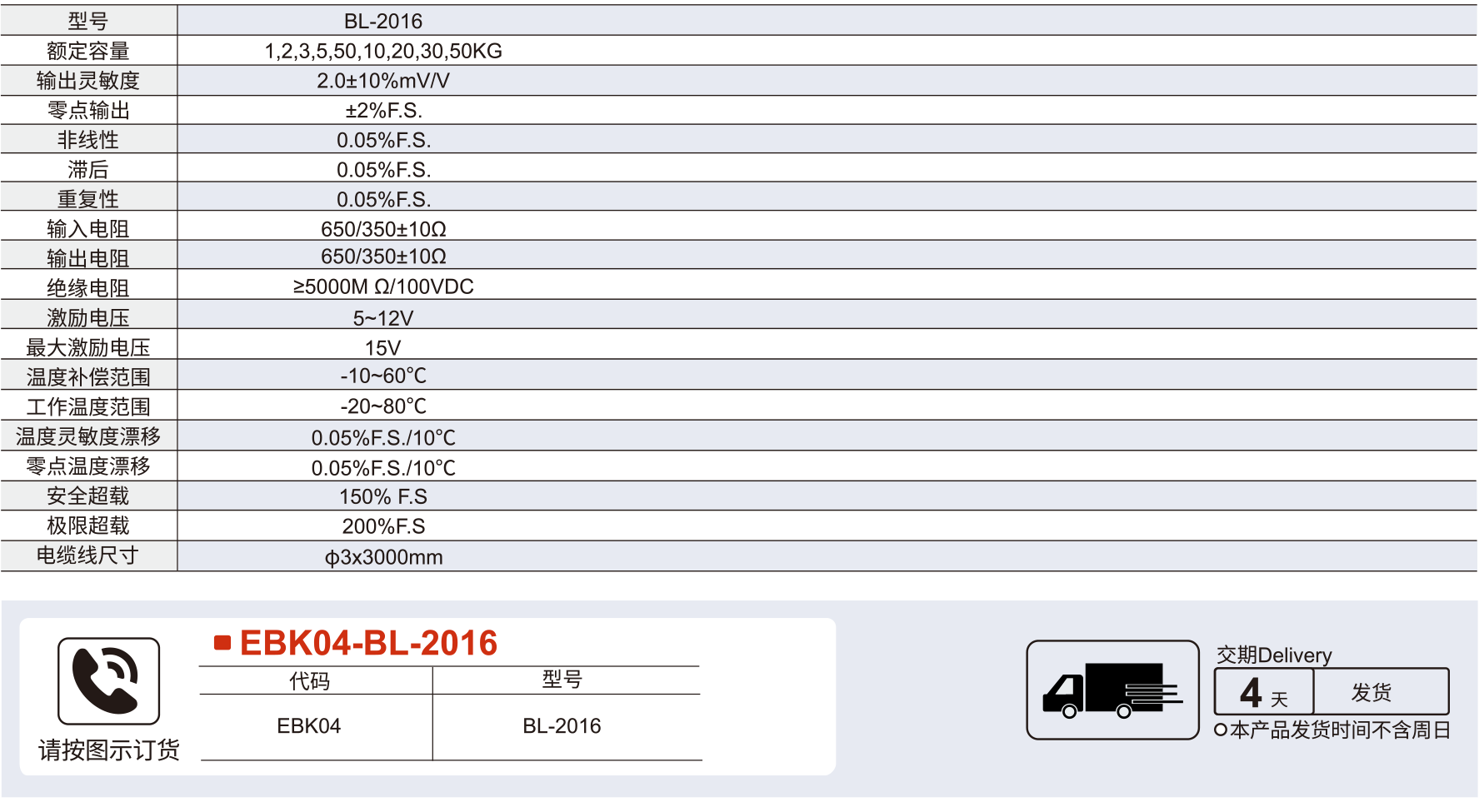 压力传感器 BL-2016系列拉压双向式参数图1