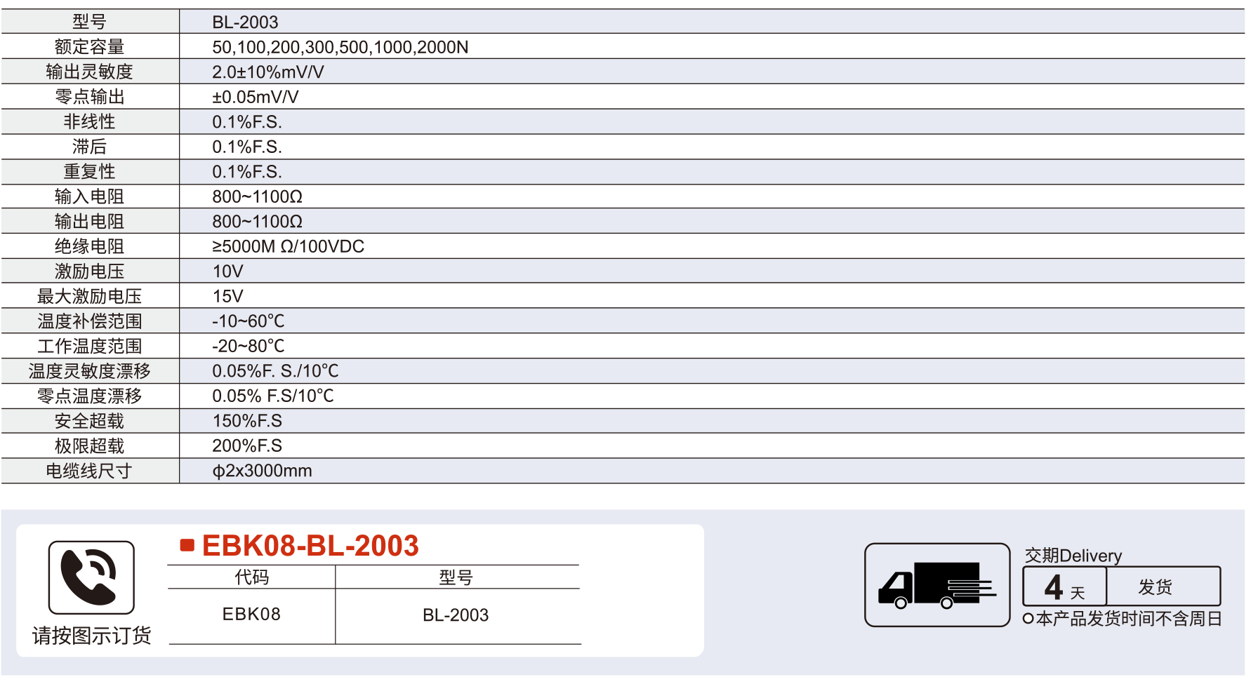 压力传感器 BL-2003系列拉压双向式参数图1