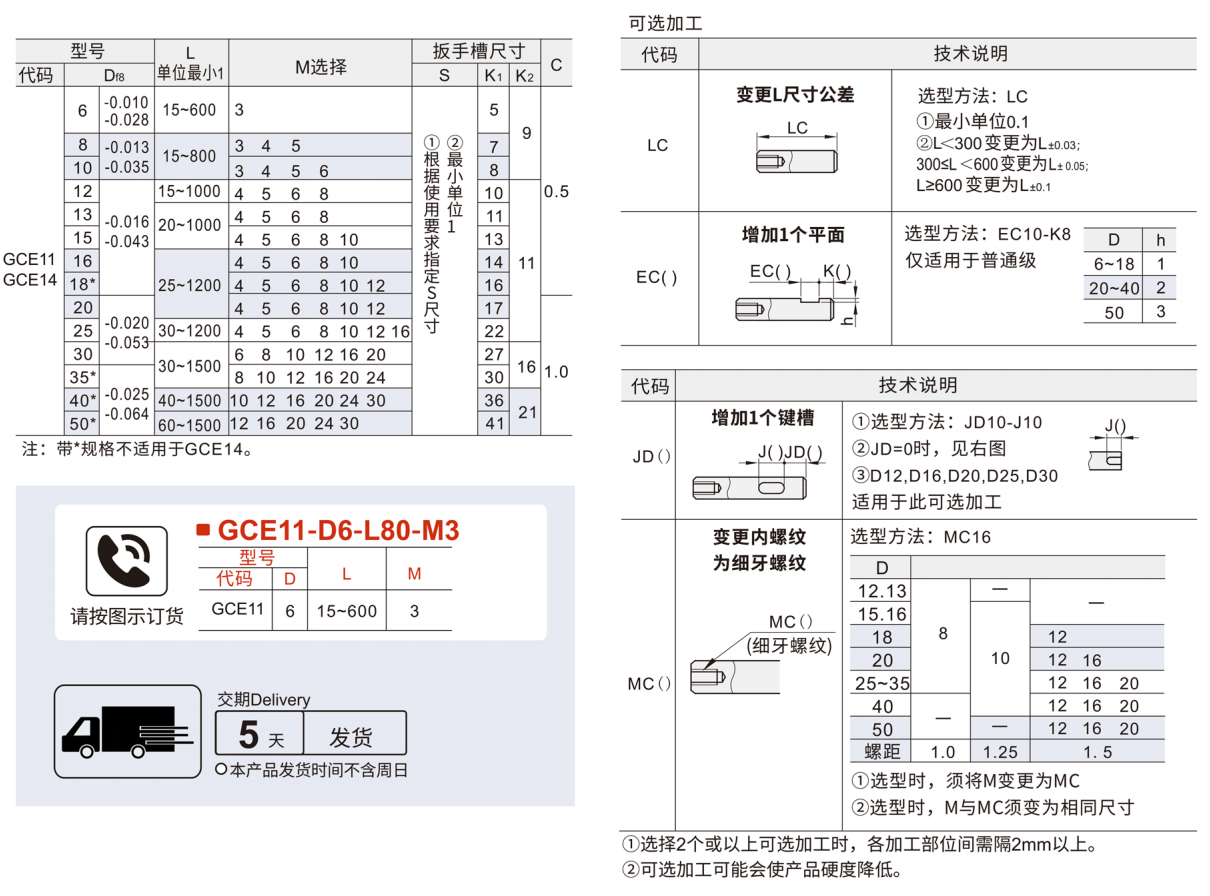 导向轴 标准型/带扳手槽型 一端内螺纹型参数图1