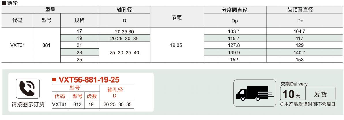 钢制平顶链 881系列参数图1