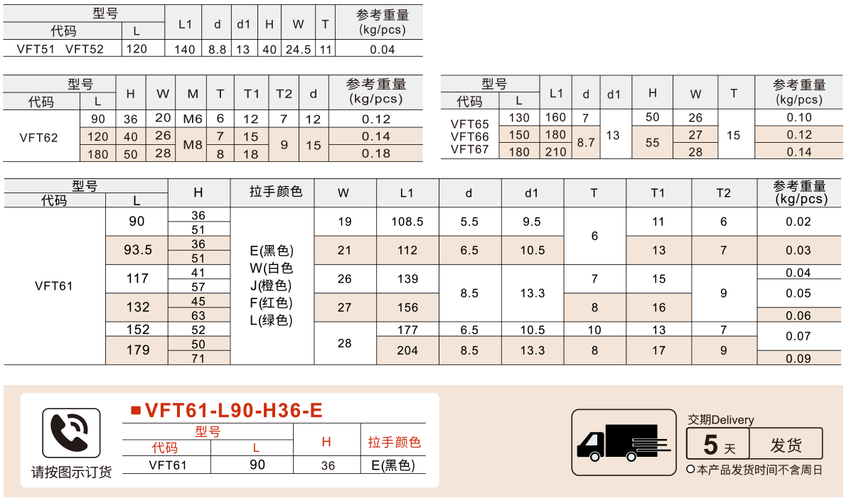 方形拉手 圆角/弧形 外部固定型参数图1