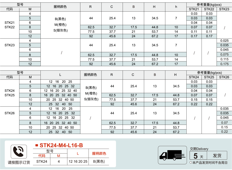 手柄 直杆型 紧定可调位型参数图1
