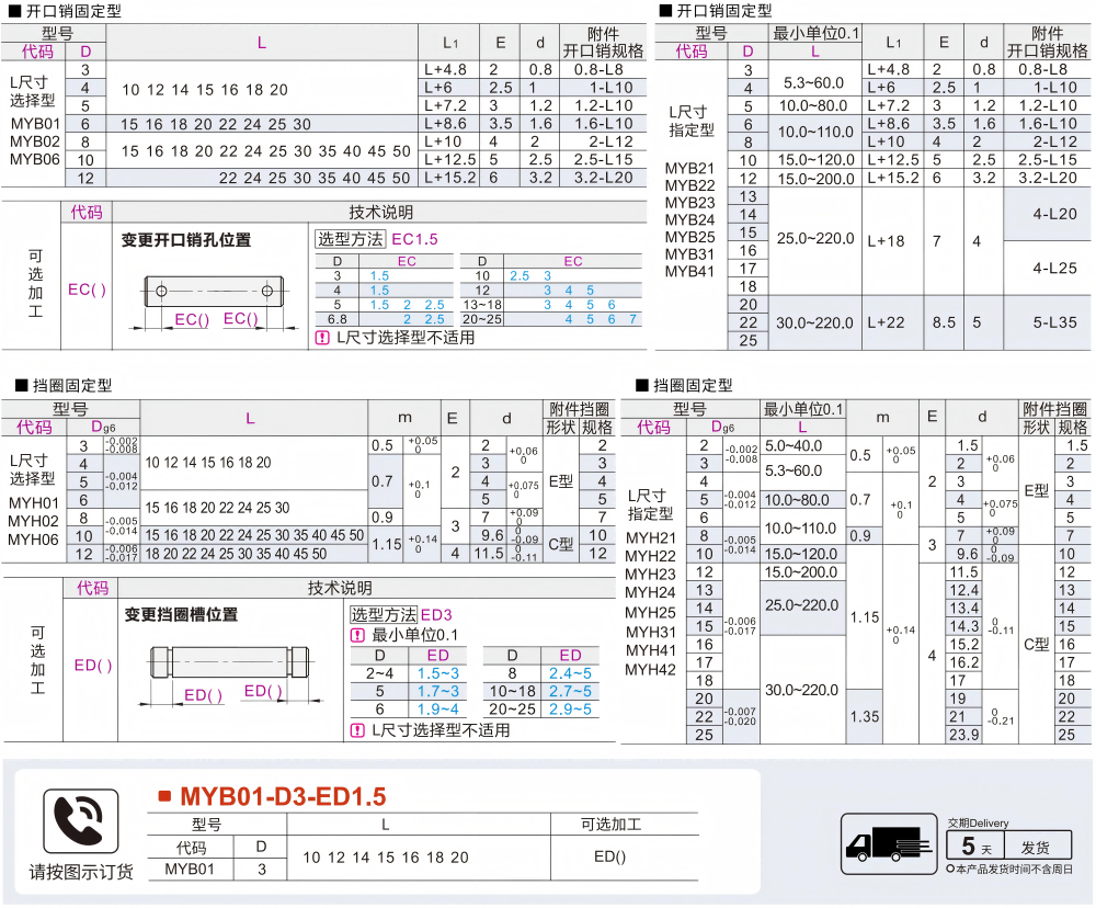 铰链销 开口销固定型/挡圈固定型 直杆型参数图1