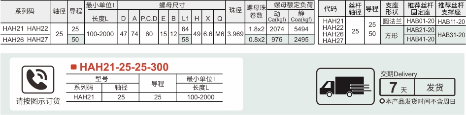 高速重载型 大导程型 直径25 导程25/50参数图1