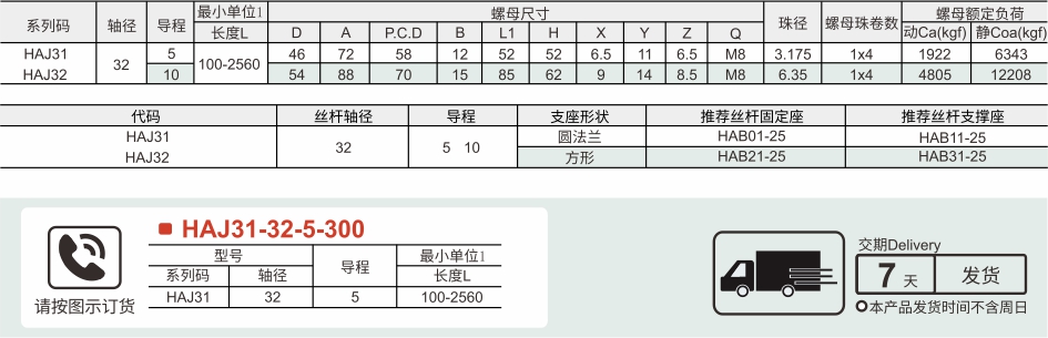 强化防尘 腰型型 直径32 导程5/10参数图1