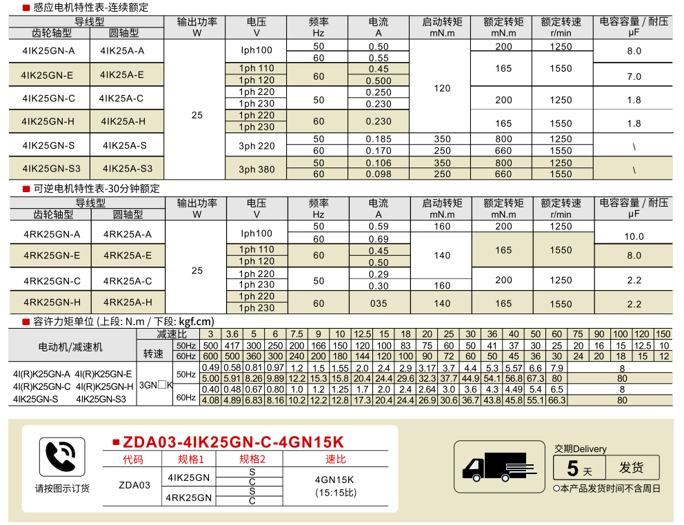 感应电机/可逆电机 功率25W 电机尺寸80mm参数图1