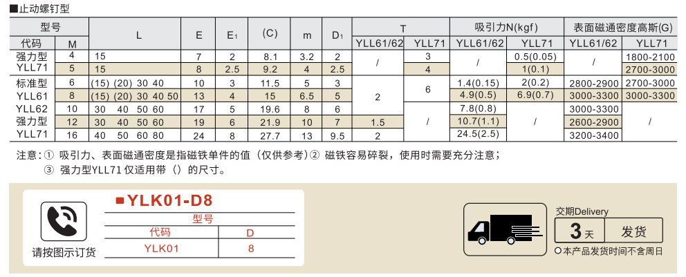 带座磁铁 止动螺钉型参数图1
