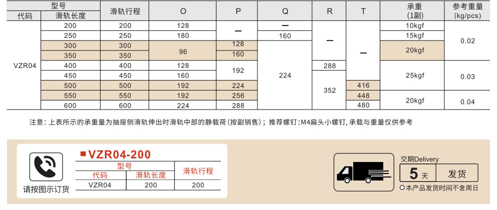 工业滑轨 轻载型 三段式 内轨可抽出参数图1