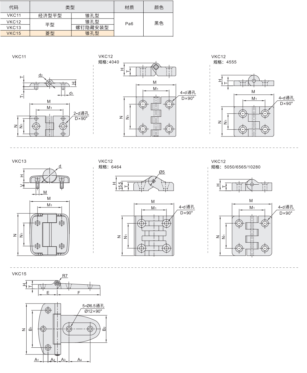 树脂蝶形铰链 平型/菱形材质图