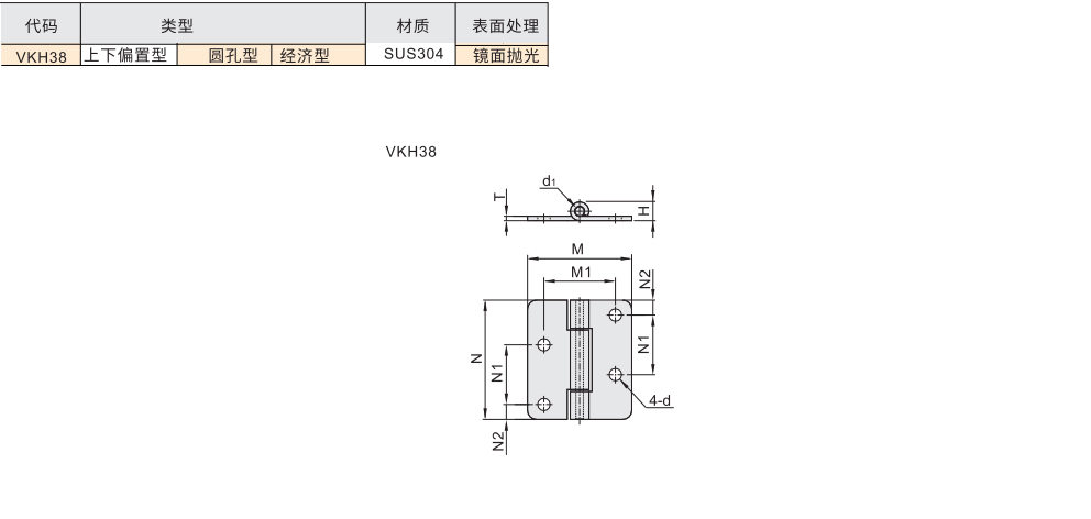 不锈钢蝶形铰链 上下偏置型 圆孔型材质图