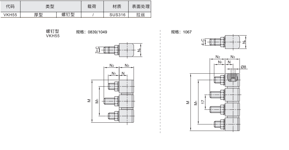 不锈钢蝶形铰链 厚型 螺钉型材质图