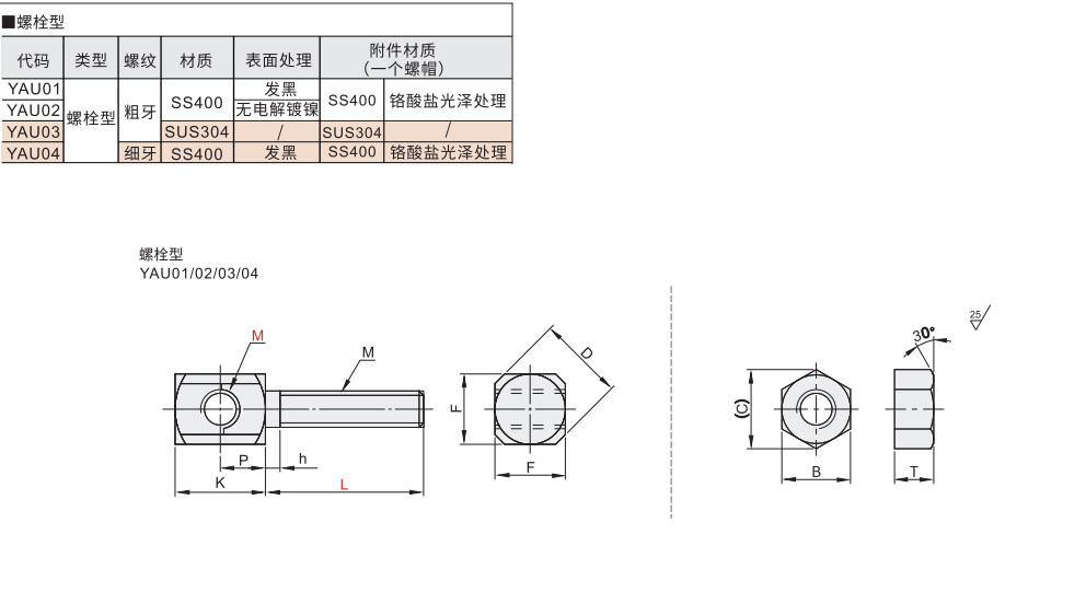 调整螺钉支架 螺栓型材质图