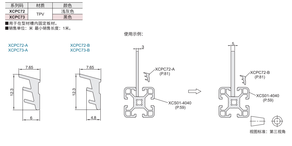 封板配件 欧标40系列 压条材质图