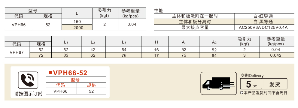 磁力扣 导线连接型 侧面普通吸力 参数图1