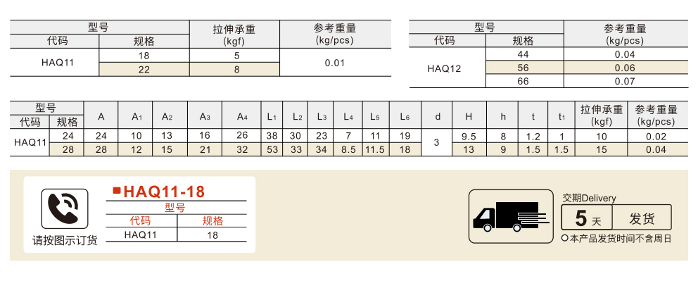 标准型搭扣 扁嘴型 轻载型参数图1