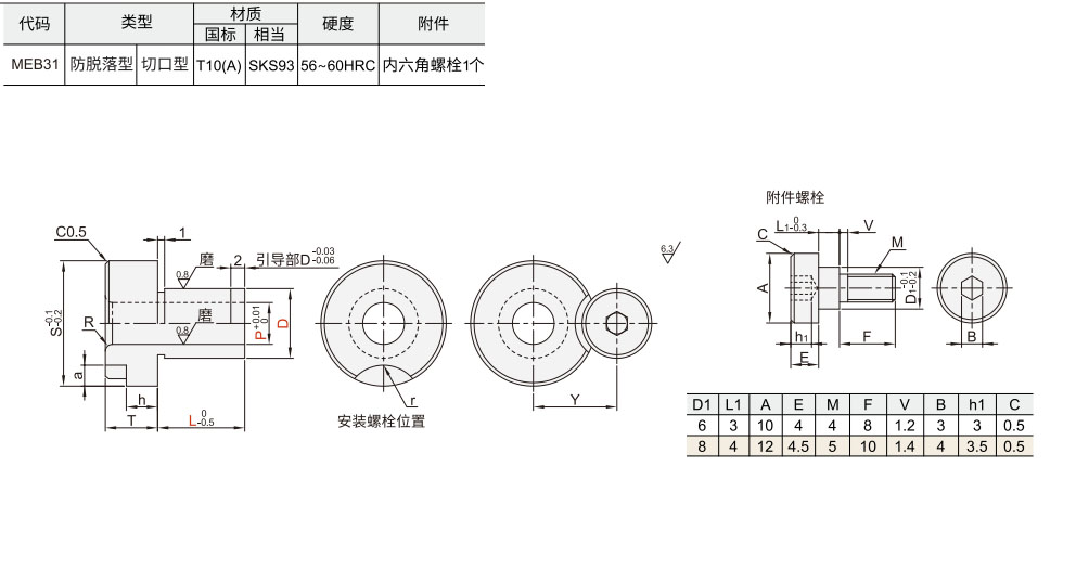 定位销用衬套  防脱落型材质图