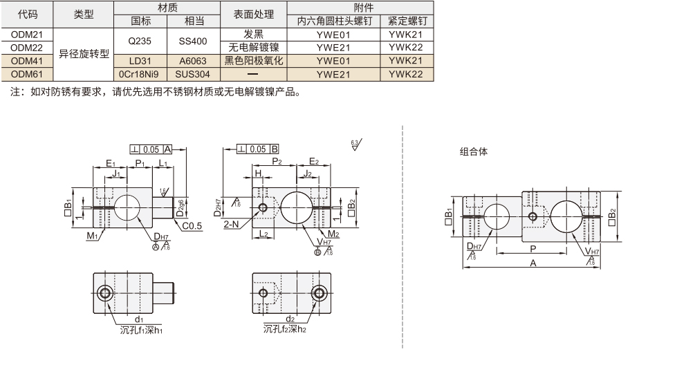 支柱固定夹 异径旋转型材质图