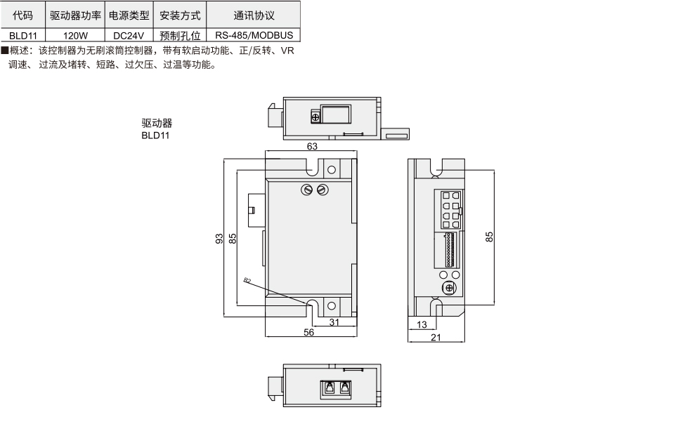 电动滚筒用驱动器 120L2R系列材质图