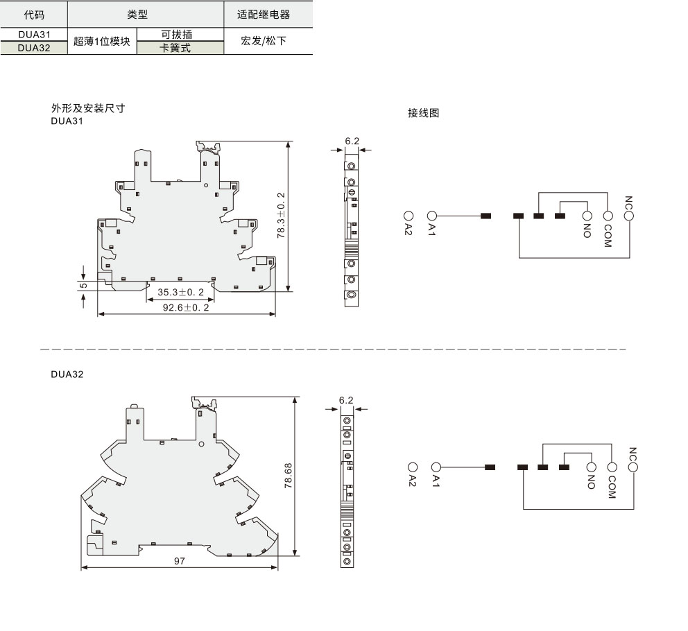 继电器 超薄型底座系列材质图