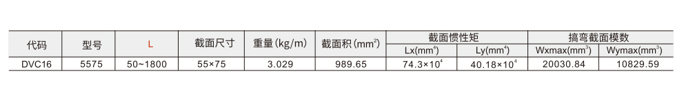 悬臂5575系列铝合金材质（经济型）参数图1