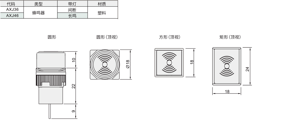 蜂鸣器 16安装孔系列材质图