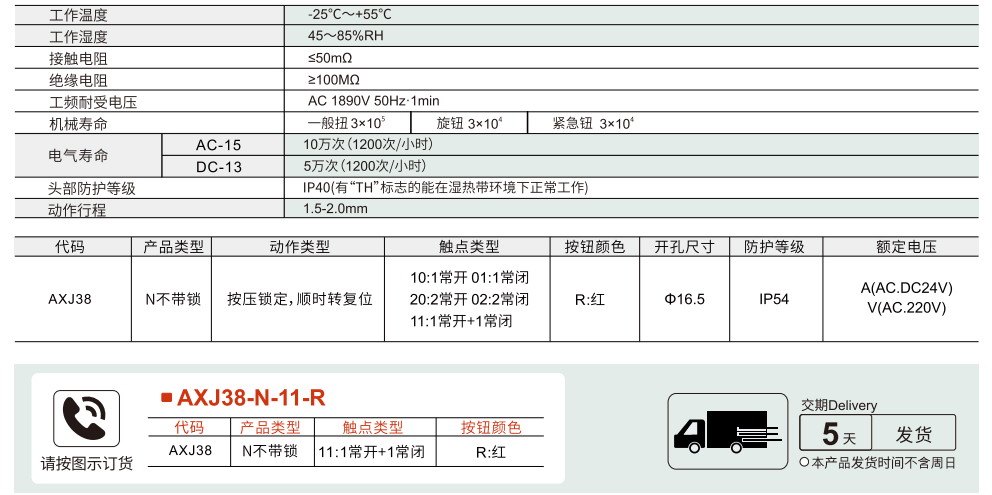 急停按钮 16 安装孔系列参数图1