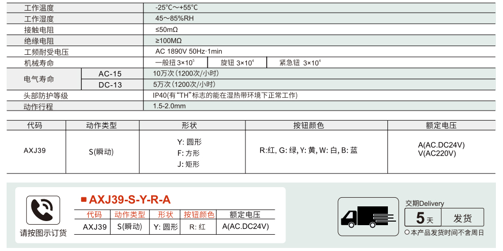 指示灯 16安装孔系列参数图1