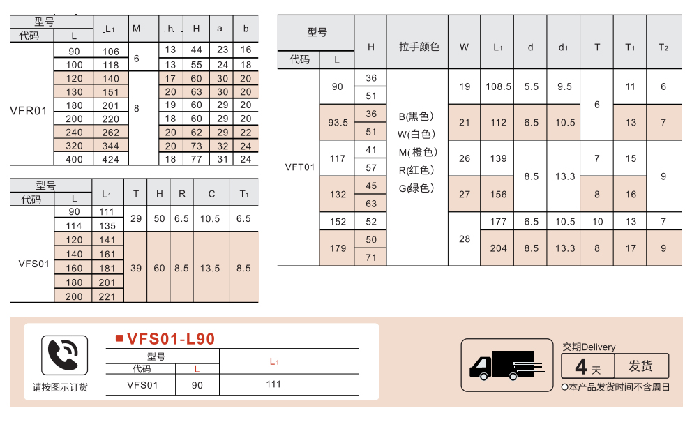 树脂型拉手 标准/外部固定型参数图1