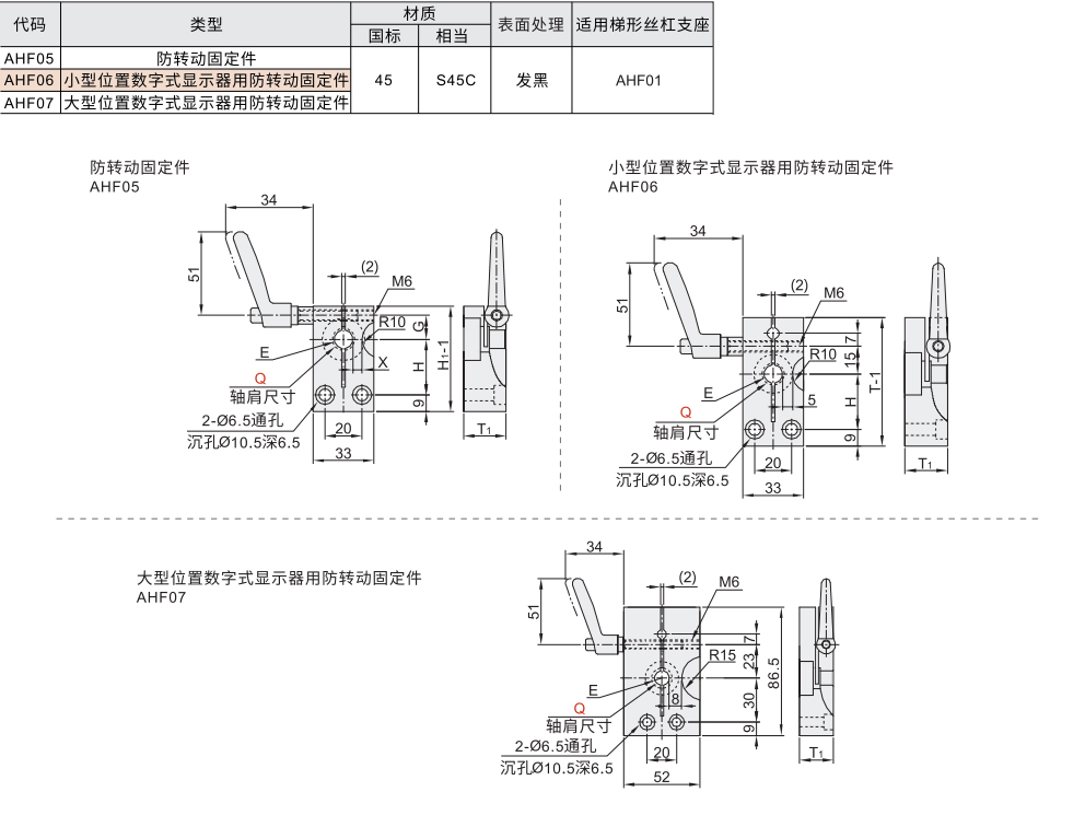 30度梯形丝杆用支座 防转动固定件材质图