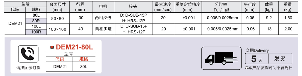 电动位移台 XY轴 交叉滚子导轨式参数图1