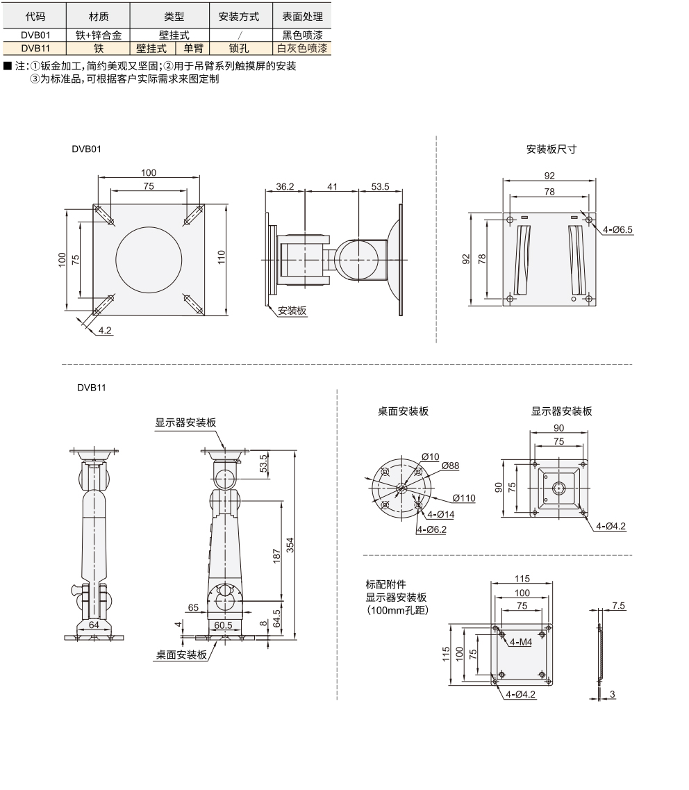 显示器支架 壁挂式材质图