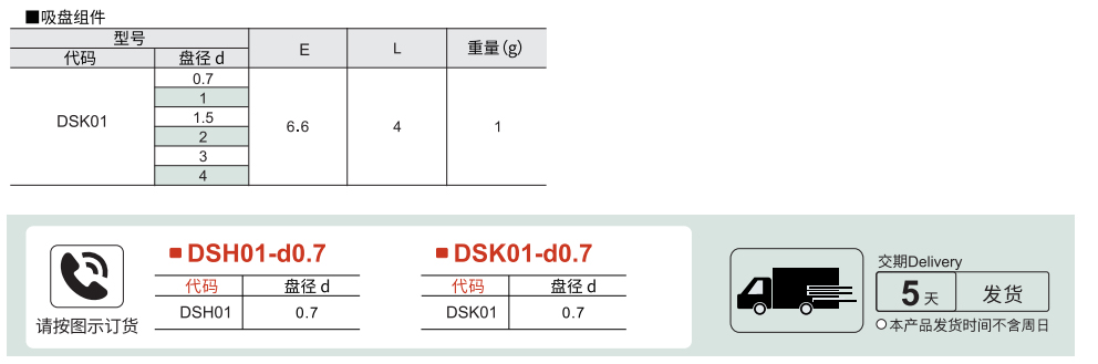 精密型 吸盘组件参数图1